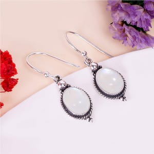 Rainbow Moonstone 925 Sterling Silver Earring, Gemstone Earring, Handmade Earring, Women Earring, Drop Dangle Earring, Bohemian Earring