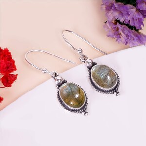 Labradorite Earring, 925 Sterling Silver Earring, Gemstone Earring, Drop Dangle Earring, Handmade Earring, Bohemian Earring, Gift For Her