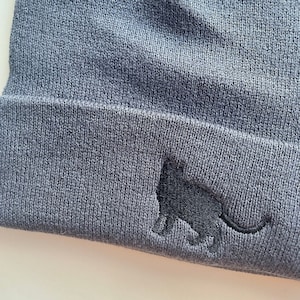 Black Cat Embroidered hat, Black Cat Silhouette, Beanie Hat, Black cats, Embroidered Beanie Hat, Vegan