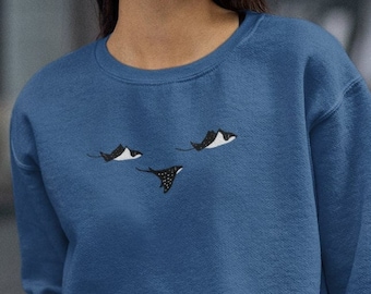 Stingray Embroidered Jumper, Stingray sweatshirts, Stingrays, Embroidered, Ocean, Sea, Embroidered Jumper, Stingray