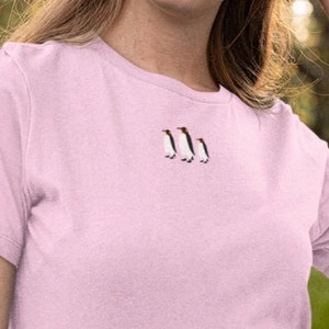 Penguin Embroidered Tshirt, penguin unisex tshirt, penguins, vegan, ethical, UK