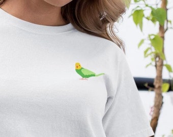 Embroidered Budgie T-shirt: Soft Cotton Unisex Fit