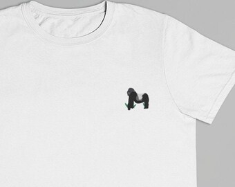 Embroidered Silverback Gorilla T-shirt: Organic Cotton, Unisex Fit