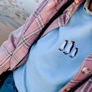 Penguin Sweatshirt, Penguins Embroidered, Penguin Jumper, Embroidered Penguins