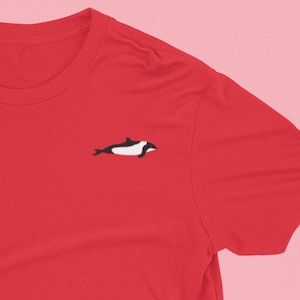 Commerson&#39;s Dolphin Tshirt, Commerson&#39;s Dolphins, Embroidered Dolphin, Panda Dolphin, Embroidered Tshirt