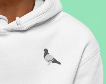 Pigeon Embroidered Hoodie Pigeon Hoodie Embroidered Birds Pigeons Pigeon Etsy