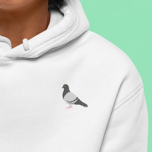 Pigeon Embroidered Hoodie, Pigeon Hoodie, Embroidered birds, Pigeons, Pigeon