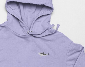 Shark Embroidered Hoodie: Soft Cotton Unisex Fit