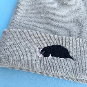 Mole Beanie Hat, Mole animal, Mole hat, Embroiderd Mole hat, Mole animal, British animals