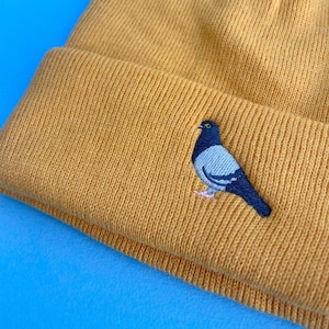 Pigeon Embroidered Beanie Hat, Pigeon beanie hat, Pigeons, British Birds, Pigeon hat