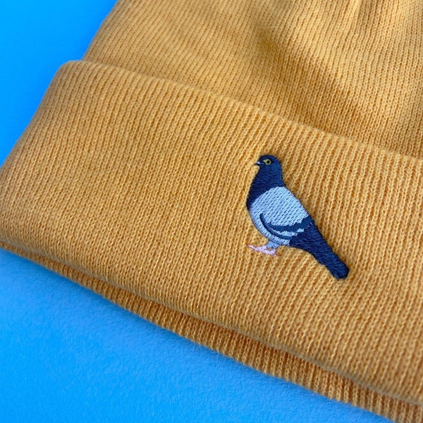 Pigeon Embroidered Beanie Hat, Pigeon beanie hat, Pigeons, British Birds, Pigeon hat