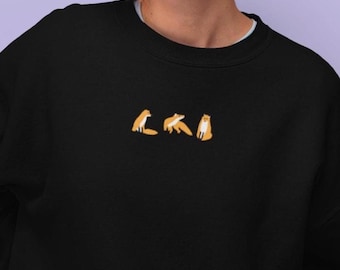 Felpa con ricamo volpe: maglione unisex in cotone, volpi ricamate