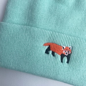 Red Panda Beanie Hat, Red Panda, Embroidered Red Panda, Beanie Hat, Red pandas