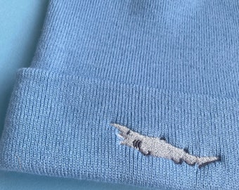 Goblin Shark Embroidered Beanie Hat, Goblin Shark Beanie, Goblin Shark Hat, Goblin Sharks, Goblin Shark Embroidered Beanie Hat