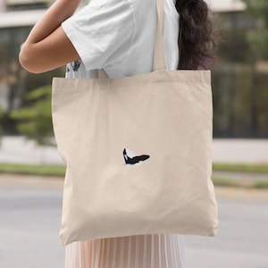 Orca Breaching Embroidered Tote bag, Orca, Killer Whale, Whale Breaching, Tote bags
