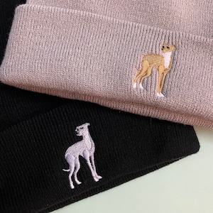 Whippet Embroidered Beanie Hat, Whippet dog, Whippet hat, Embroidered Whippet, Whippets, Dog