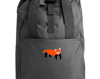 Red Panda Embroidered Backpack, Red Panda bag, Red Panda Rucksack, Embroidered Red Panda, Red Panda backpack