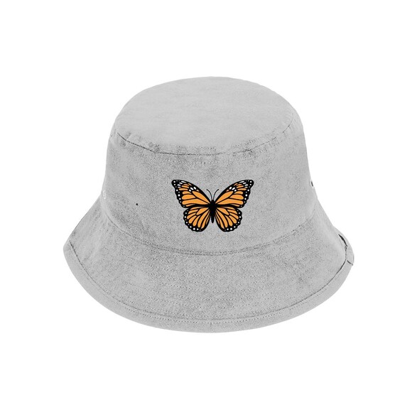 Embroidered Monarch Butterfly Bucket Hat: Recycled Cotton - Main Image