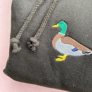 Mallard duck embroidered hoodie, mallard duck, hoodie, embroidered, vegan, ethical, sustainable,