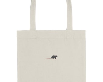 Embroidered Rat Tote Bag: Organic Cotton, Vegan