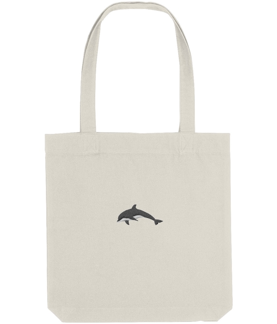 Embroidered Dolphin Tote Bag: Organic Cotton - Etsy