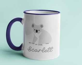 Personalized Koala Mug: Custom Name, UK Made 11oz Mug