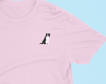 Border Collie Embroidered Organic Cotton T-shirt