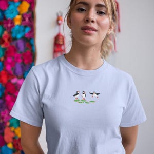 Puffin Flying Embroidered T-Shirt, Puffin Tshirt, Puffin Embroidered T-shirt