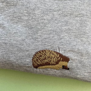 Hedgehog tshirt embroidered, hedgehogs, tshirts, embroidery, hedgehogs, UK