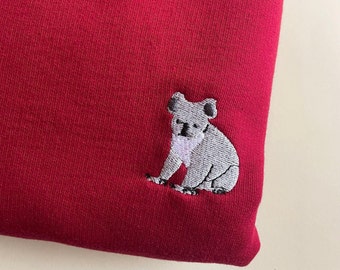 Geborduurde koala-hoodie: veganistisch katoen, uniseks pasvorm