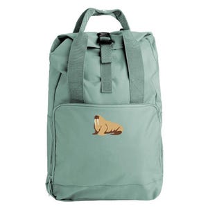 Mochila con bordado de morsa, mochila con morsa, bordado oceánico, mochila con morsa, regalo con morsa, bolso con morsa