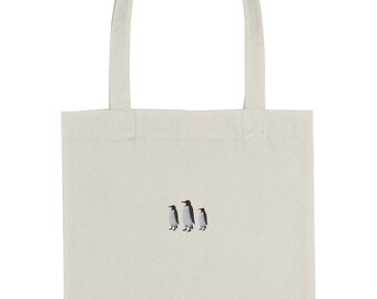 Embroidered Penguin Organic Cotton Tote Bag - Vegan Ethical UK