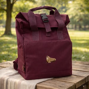Walrus Embroidered Backpack: Walruses bag, Ocean Roll-top Rucksack