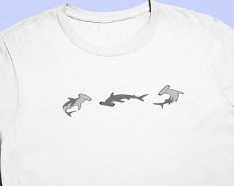 Hammerhead Shark Embroidered T-Shirt: Hammerhead Sharks, Organic Cotton, Unisex Fit