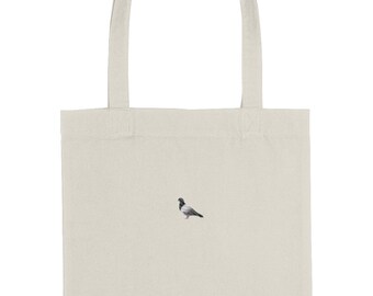 Pigeon Embroidered Organic Cotton Tote Bag