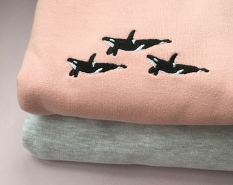 Orca Whale Embroidered Unisex Hoodie: Soft Cotton, UK Design
