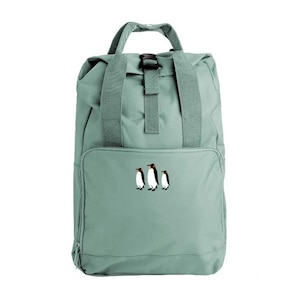 Mochila con pingüinos bordados, bolso con pingüinos, pingüinos bordados, mochila con pingüinos, pingüinos