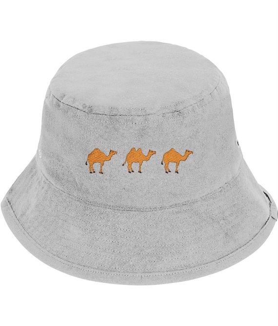 Embroidered Camel Bucket Hat: Recycled Cotton, Organic Lining