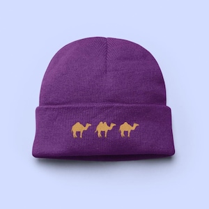 Camel Embroidered Beanie, Camel Beanie, Camel Beanie Hat, Embroidered Camel, Camel hat
