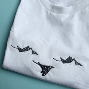 Stingray Embroidered Tshirt, Stingray tshirt, Stingrays, Embroidery, Cotton Tshirt, Ocean, Sea