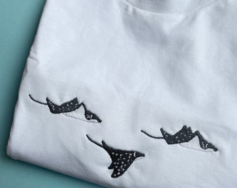 Stingray Embroidered Tshirt, Stingray tshirt, Stingrays, Embroidery, Cotton Tshirt, Ocean, Sea