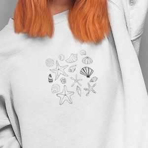 Shell Love embroidered sweatshirt, Embroidered Shells, Ocean shells, Sea, Embroidery, Sweatshirt