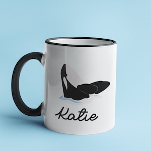 Orca Breaching Mug, Orca Personalised Mug, Orca Breaching Mug, Personalised Orca Mug, Orca Gift, Name Mug