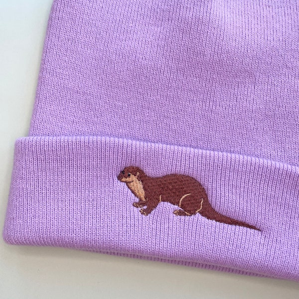 Otter Embroidered Beanie, Otter Beanie Hat, Otters, Embrodiered Otter, Cute Otter, Otter gifts