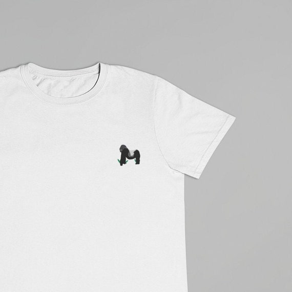 Embroidered Silverback Gorilla T-shirt: Organic Cotton, Unisex Fit