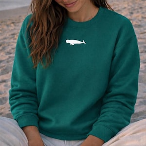 Embroidered Beluga Whale Sweatshirt, Ocean Embroidery Jumper, Sustainable Cotton