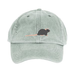 Casquette brodée de rats : chapeau de rats, casquettes en coton délavé de style vintage