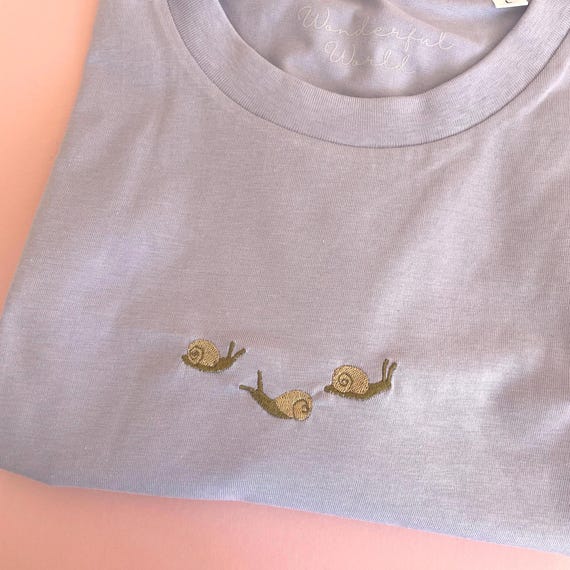 Embroidered Snail T-shirt: Organic Cotton Unisex Top