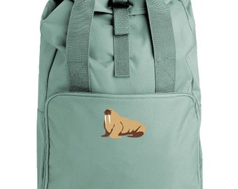Walrus embroidered backpack, Walrus backpack, Ocean Embroidery, Walrus rucksack, Walrus gift, Walrus bag