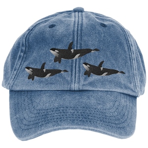 Orca Vintage Style Embroidered Cap, Orca cap, Embroidered Orca baseball cap, Killer Whale Cap, Orcas, Vintage Cap